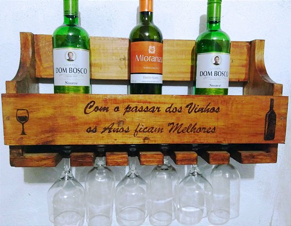 Suporte Para Vinhos de parede - Estilo Palete