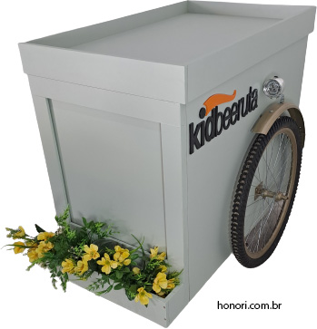 Carrinho Gourmet - Food Cart com floreira e porta fotos