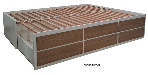 Cama baú - 3 em 1 - Detalhe imitando gavetas