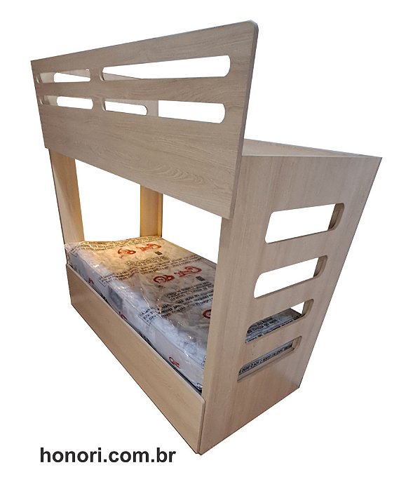 Treliche que vira cama de casal - amadeirado carvalho - para colchao 188x88x18 - Treliche casal - beliche