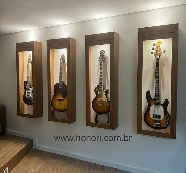 KIT 4 suporte Cases para Guitarra e Violão - suporte Expositor de guitarra com led