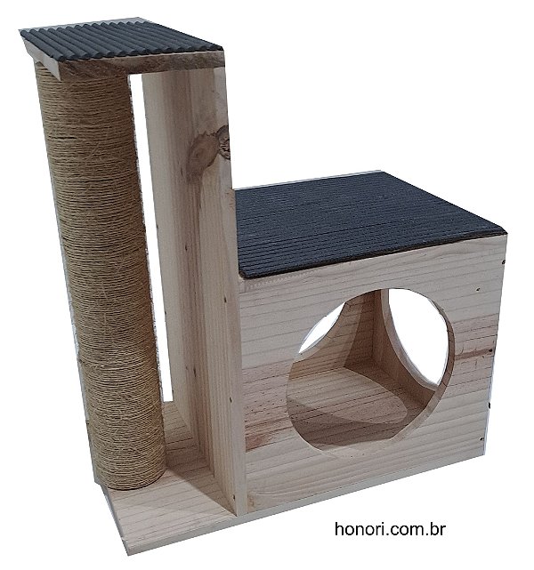 Nicho de Chao com arranhador para Gatos - casinha