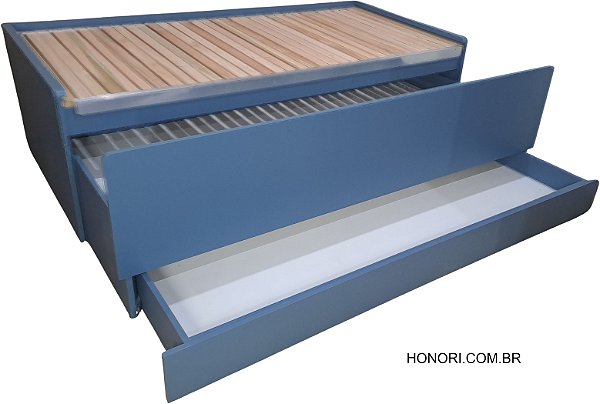 CAMA 3 EM 1 - HONORI - COM GAVETA - VERSA TITANIC - Cor: Azul Secreto