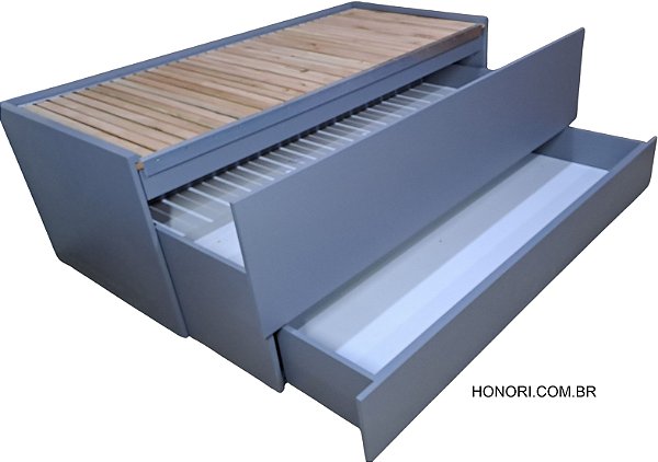 CAMA 3 EM 1 - COM GAVETA - VERSA TITANIC - Cor: CINZA SAGRADO