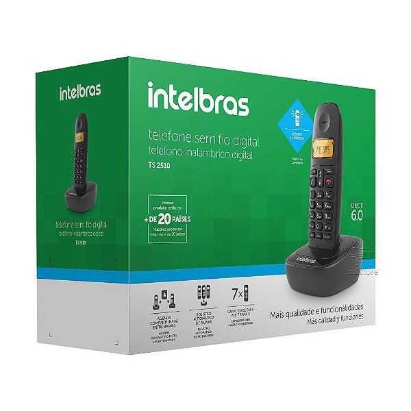 Telefone Sem Fio Intelbras TS 2510 Preto Com Identificador Bina