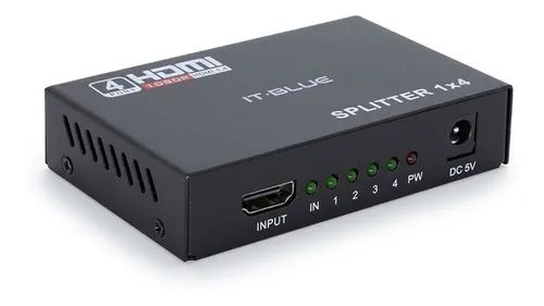 Splitter Divisor HDMI 1 x 4 1 entrada e 4 saída 1080P 3D versão 1.4 para 4 TVs ou 4 monitores Distribuidor