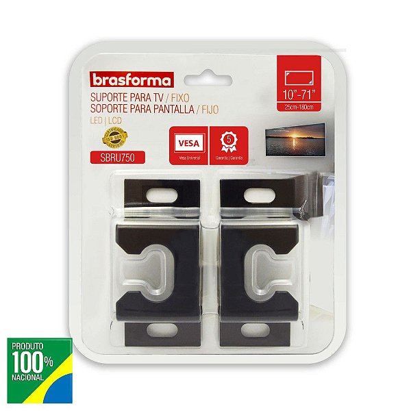 Suporte Fixo Universal para TV LED PLASMA SMART LCD de 10" a 71" SBRUB750 SBRU750 SBRUB 750 SBRU 750