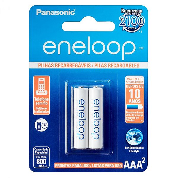 Pilha AAA RecarregávelL ENELOOP 800MA AAA BLISTER COM 2pç BK-4MCCE/2BB Panasonic