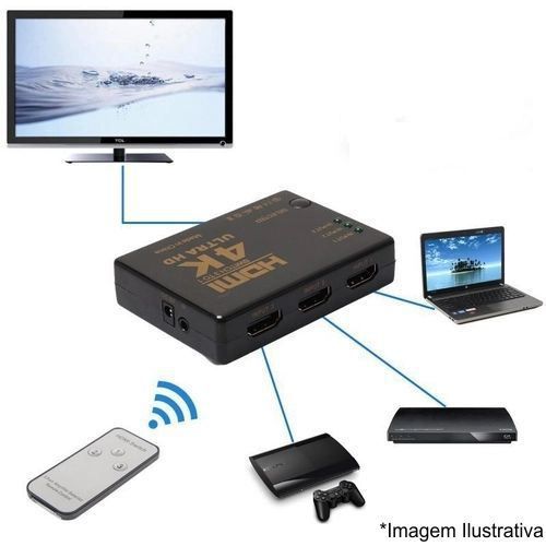 Switch HDMI  1 Saída e 3 Entradas Ultra HD 4K  Knup KP 3465