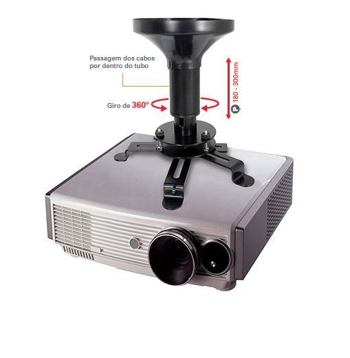 Suporte para Projetor de Teto com regulagem altura de 180 a 300mm - Multivisão Multiprojetor P