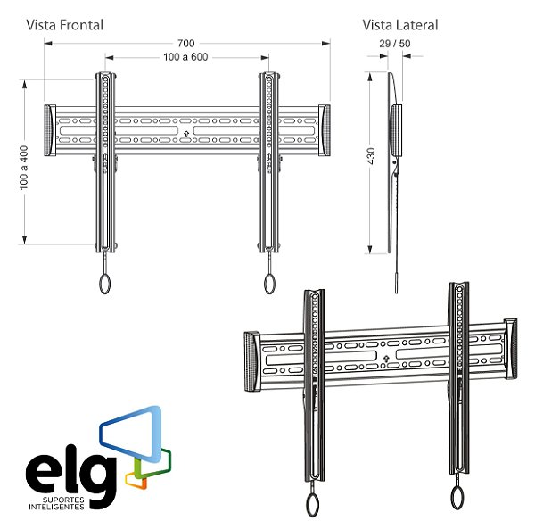 Suporte Fixo de Parede para TVs de 32" a 86" - ELG E600