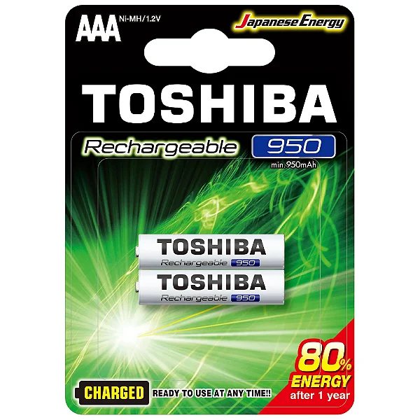 Pilha AAA Recarregável AAA 1,2v 950mAh TNH03GAE (C/2 Pilhas) Toshiba