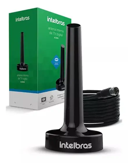 Antena Interna Tv Digital Intelbras Ai 2025 Uhf Hd Tv 4k Cabo 2,5 metros