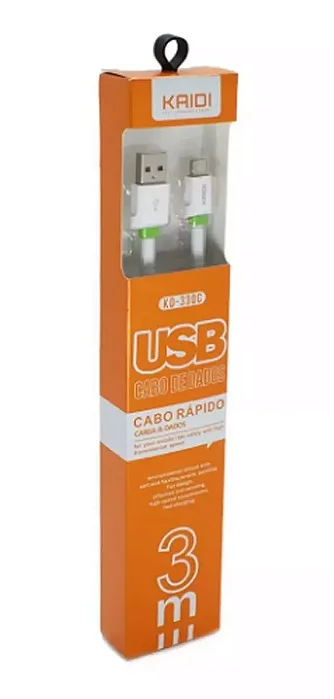 Cabo USB C x USB C KD 330C Kaidi Carga Rápida 3 metros