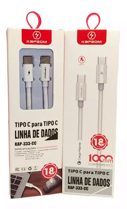 Cabos De Dados Tipo C X Tipo C Kapbom 18w 1 metro  Kap-333-cc