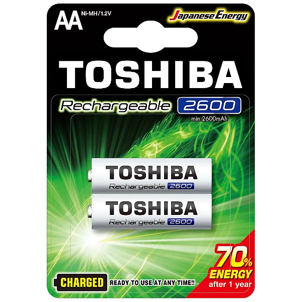 Pilha Recarregável AA 1,2v 2600mAh TNH6GAE (C/2 Pilhas) Toshiba