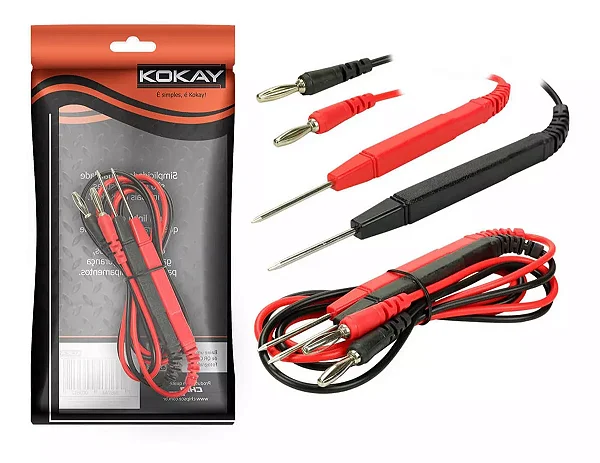 Ponta De Prova Para Multímetro Pino Curvo Universal 80 Cm - KOKAY