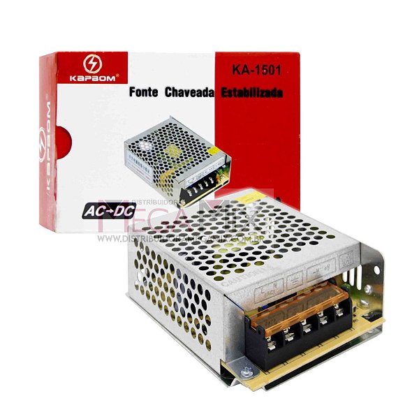 fonte 12v 5a 110/220v 50/60Hz Chaveada Estabilizada Metalica