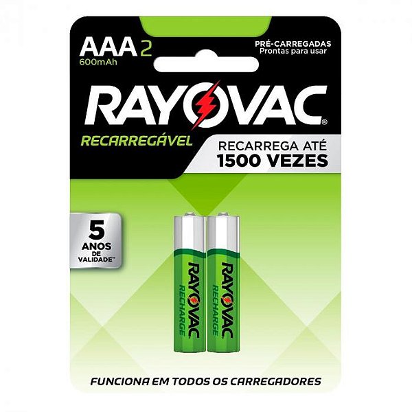Pilha Recarregável AAA Palito 1.2V 600Mah RAYOVAC