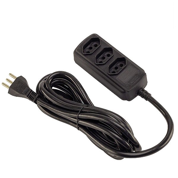 Extensão Eletrica  3 Metros 3 Tomadas 20A  110/220v Tripolar Force Line 0180200332