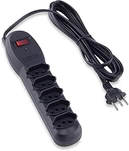 Protetor Extensão Eletrica Tripolar 5 Tomadas 3 Metros Force Line 7202