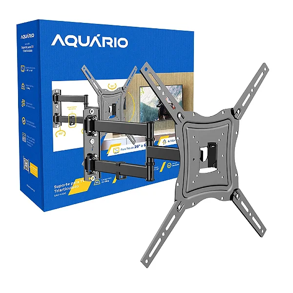 Suporte TV Lcd Led Plasma Smart  Tri Aticulado Aquario Sav 4400  32 à 60 Polegadas Triarticulado até 60" Parede