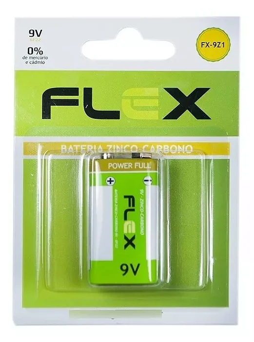 Bateria 9V Flex Zinco-Carbono