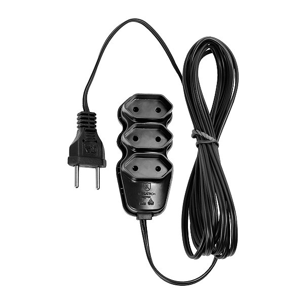 Extensão Eletrica 2X0,75 10A 3 Tomadas 3 Metros Bipolar Vinik