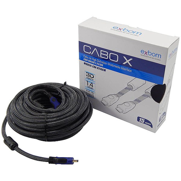 CABO HDMI x HDMI 15 METROS 1.4 3D FULL HD EXBOM
