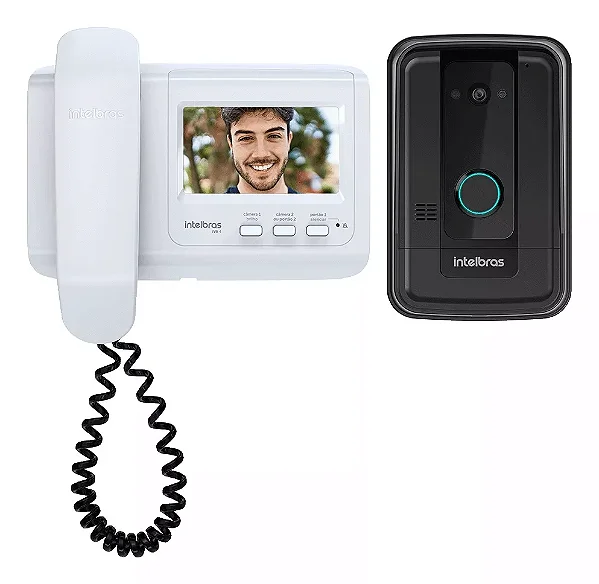 Vídeo Porteiro Eletrônico Ivr 4 Intelbras Com Monofone Aceita até 4 Extensões 1 Tela e 3 Interfones