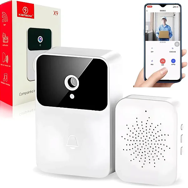 Campainha Inteligente Com Câmera Sem Fio Wifi Kapbom X9 Usb