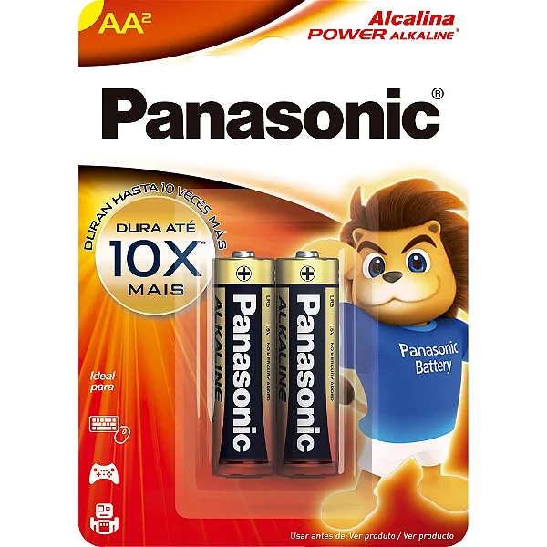 Pilha Pequena AA Alcalina Panasonic Cartela com 2 Pilhas