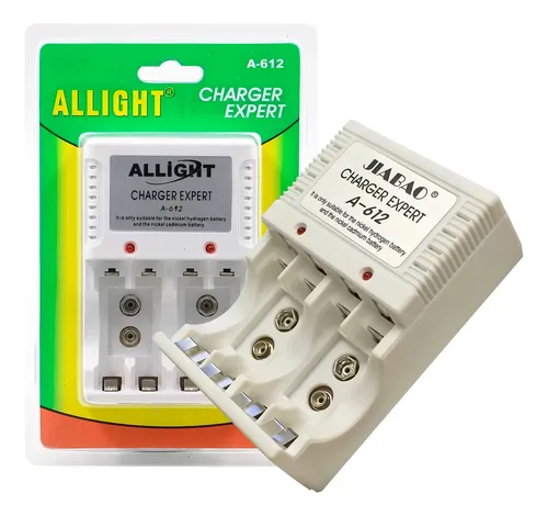 Carregador de Pilhas Recarregáveis Para 4 Pilhas AA 4Pilhas AAA e Bateria 9V Allight A-612  A612 Bivolt 110/220V