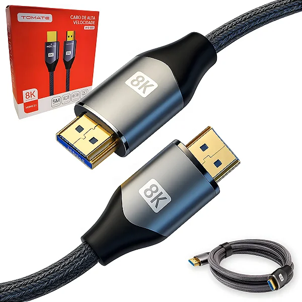 Cabo Hdmi 2.1 8k Gold Ultra Hd Compatível com TV Projetor Game Ps5 Xbox Series X/s 5 Metros Tomate MHD 8005