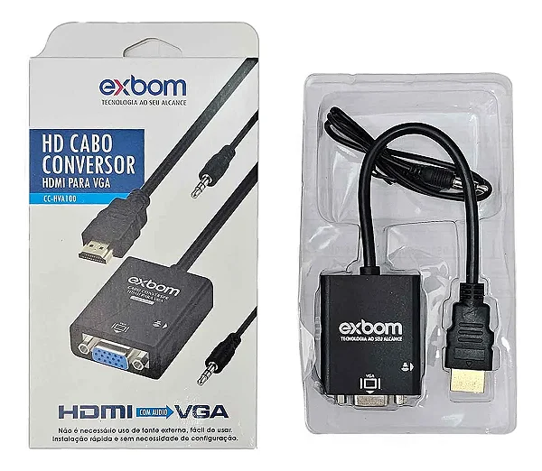 Conversor adaptador HDMI Para VGA  Adaptador HDMI VGA