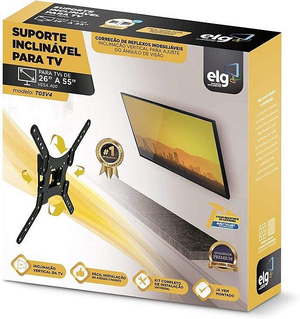 Suporte Articulado Para Tv e monitor  de 26'' até 55'' ELG  TO3V4 vesa 100x100 ,200x200 ,300x300 e 400x400 mm