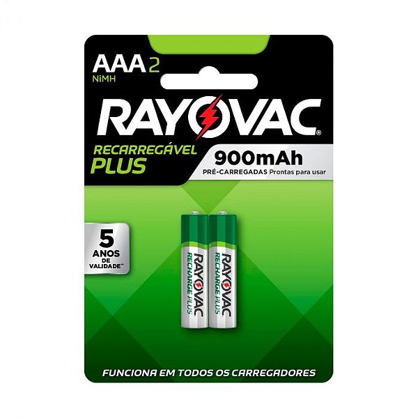 PILHA RECARREGAVEL PLUS RAYOVAC AAA 900MAH COM 2PILHAS  SPL724-2LA 1,2V NI-MH