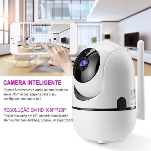 Câmera IP Interna Visão Noturna Varredura Automática  HD WI FI Giratória 355 graus,Vertical:110 graus Estilo Babá Eletrônica