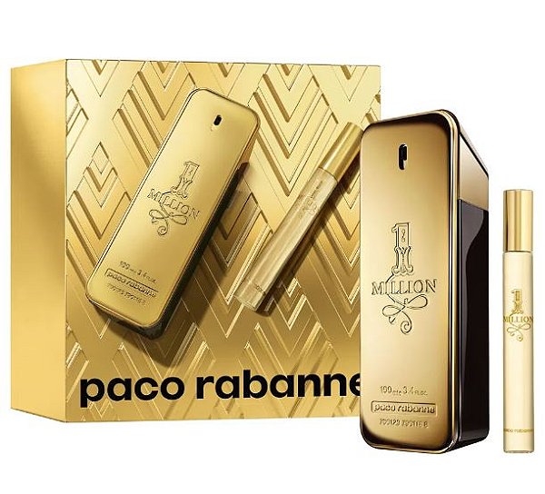 Kit Perfume Paco Rabanne 1 Million Masculino Eau de Toilette Masculino 100 ml + Miniatura 10ml