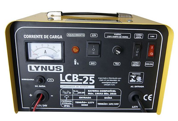 Carregador de Bateria 12v/24v LCB-25 LYNUS - 127v