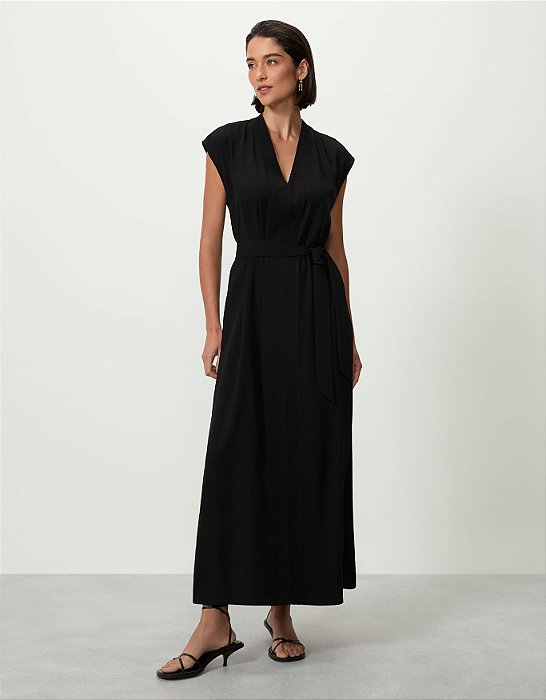 VESTIDO RETO COM CINTO AMARRAÇÃO
