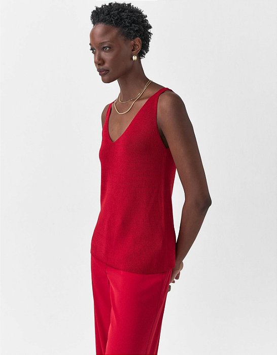 REGATA TRICOT ALÇA FINA VERMELHA