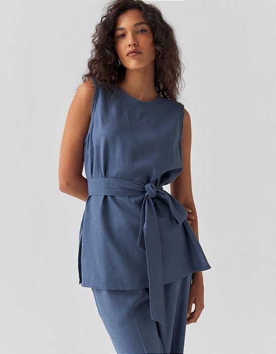 TUNICA LINHO AMARRAÇÃO FAIXA