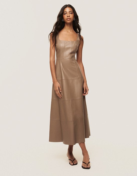 VESTIDO MIDI COURO