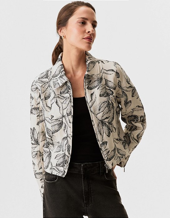 JAQUETA JACQUARD POÁ FOLHAGEM