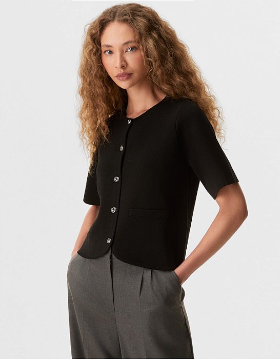 BLUSA TRICOT MANGA CURTA BOTÕES