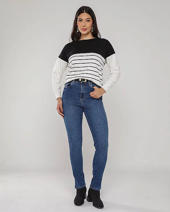 CALÇA CIGARRETE JEANS MÉDIA