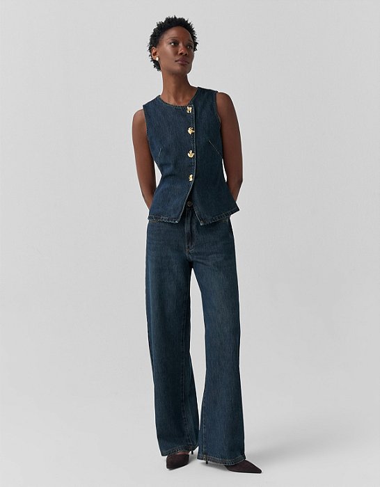 CALÇA JEANS WIDE PESPONTO TRIPLO