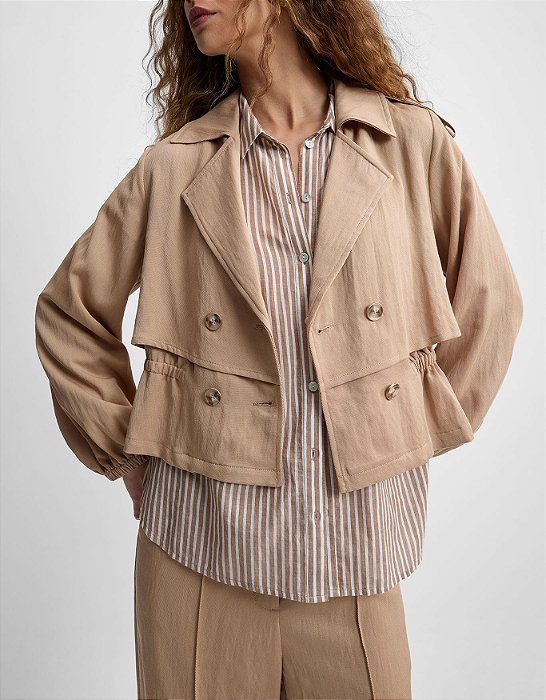 TRENCH CROOPED KHAKI