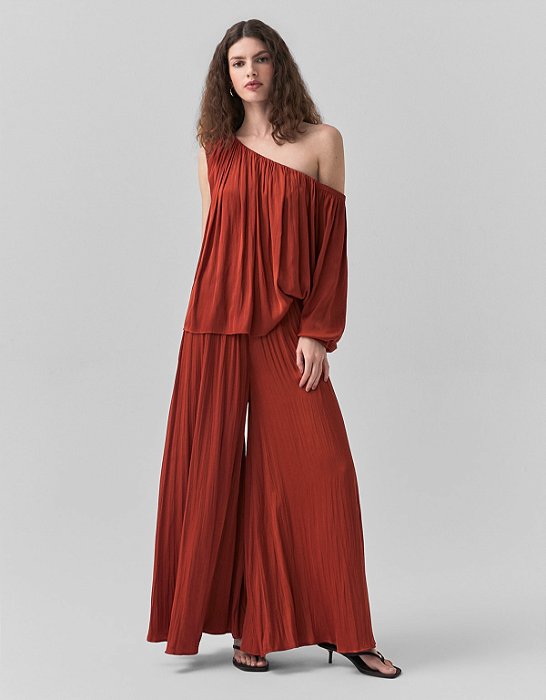 CALÇA PANTALONA TEXTURIZADA